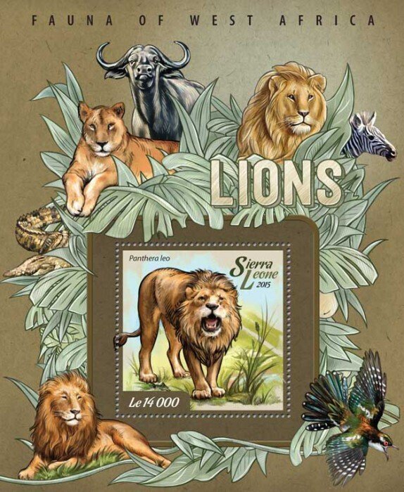 SIERRA LEONE - 2015 - Lions - Perf Souv Sheet - Mint Never Hinged