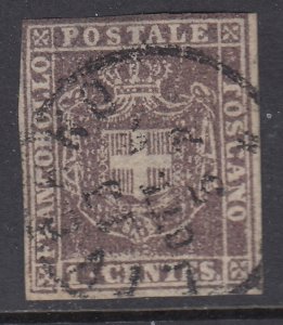 ITALY - TOSCANA 1860 - n.17b - 1 cent. bruno lilla cv 1800$