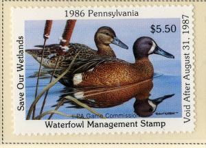 US PA4 PENN STATE DUCK STAMP 1986 MNH SCV $10.00 BIN $5.50