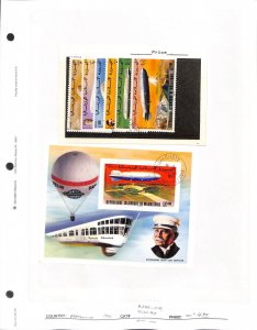 Mauritania, Postage Stamp, #345-348, C167-C169 Used, 1976 Zeppelin Airships