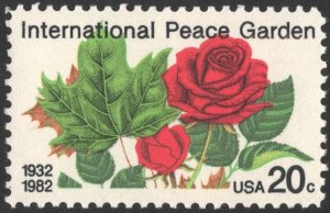 SC#2014 20¢ International Peace Garden Single (1982) MNH