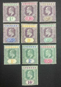 MOMEN: GRENADA SG #67-76 1904-1906 MINT OG H £450 LOT #63962