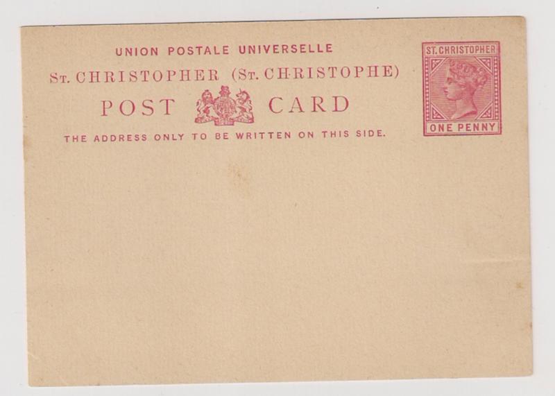 St Christopher QV postal card Mint small flts but attractive