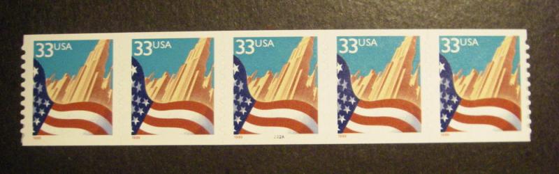 Scott 3281, 33 cent Flag o/City, PNC5, #2222A MNH, NICE