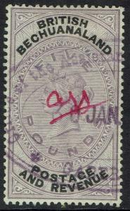 BECHUANALAND 1888 QV 5 POUNDS FISCAL USED 