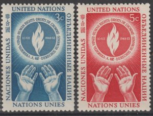 United Nations Scott# 21-22 1953 MNH