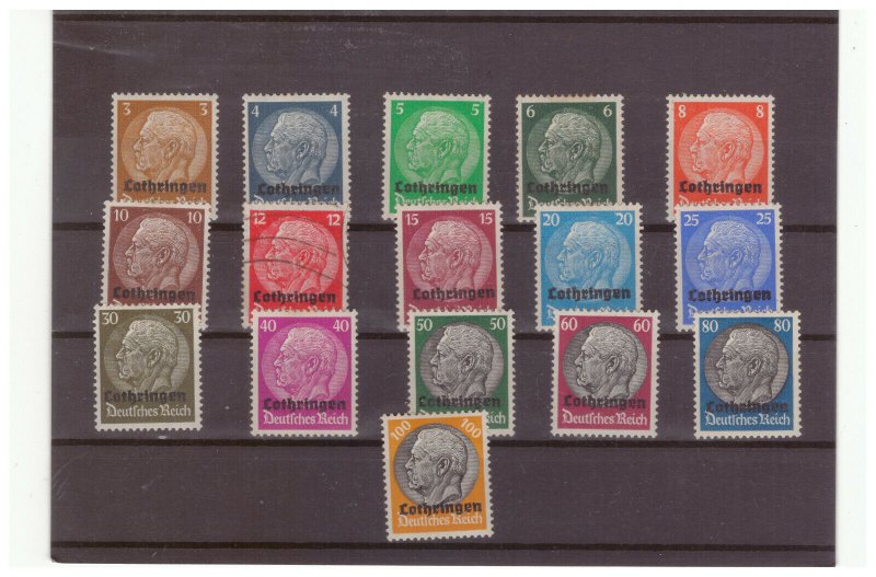 FRANCE SC.N43-58 LORRAINE OVERPRINTS ON HINDENBURG COMPLETE SET MH #2 YE10