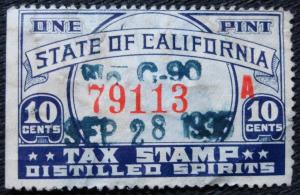 US, State of California Tax , Distilled Spirits, Used Single