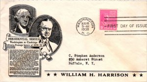 #814 William H. Harrison Prexie Presidential – Anderson Cachet Addressed to...