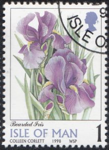 Isle of Man 1998 used Sc 794 1p Bearded iris Flowers