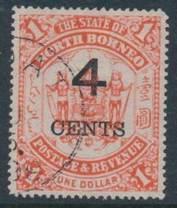 North Borneo SG 121   Sc 99 4 cents on $1.00 Coat of Arms