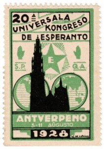 (I.B) Belgium Cinderella : Esperanto Congress (Antwerp 1928)