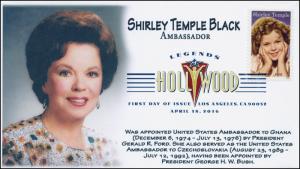 2016, Shirley Temple, Ambassador, Legends of Hollywood, FDC, DCP, 16-100