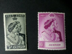 Ascension Is: 1948 Royal Silver Wedding, Mint never hinged set.