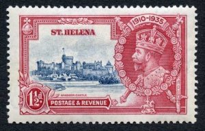 St Helena SG124f 1 1/2d Silver Jubilee Diagonal line by turret M/M Cat 100 pound