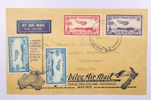 New Zealand 1934 FFC to Australia / to Holland - L40022