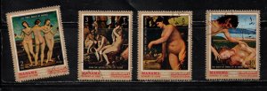 MANAMA Lot Of 4 Used Nudes By Various Artists - Nude Art Paintings On Stamps 5