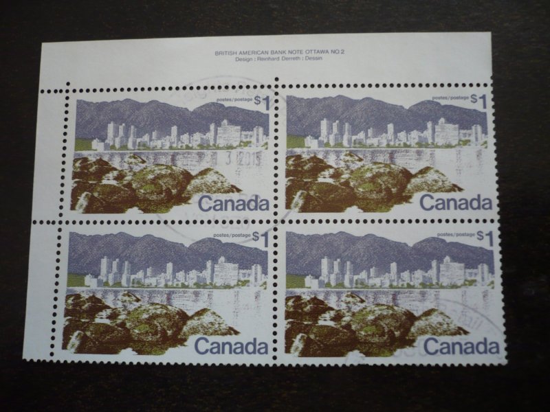 Stamps - Canada - Scott# 599 - Used Plate Block of 4 Stamps