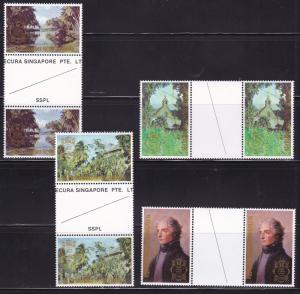 St.Christopher-Nevis-Anguilla 1980 (4) Lord Nelson Gutter Pairs+Sheetlet VF/NH