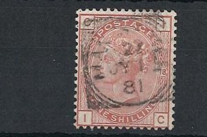 GB 1880 1s plate 13 wmk crown sg163 fine used light Sq circle cat £170