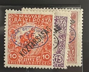 Hungary, 1918-1919, SC 2NB4-2NB6, LH, VF.