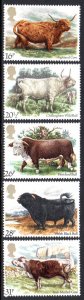 GREAT BRITIAN 1044-1048 MNH SCV $3.15 BIN $1.25 COWS, BULLS