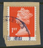 GB Machin 1st SG 1667 SC# 299 Used 2 phos' bands offset printing perf 15 x 14...