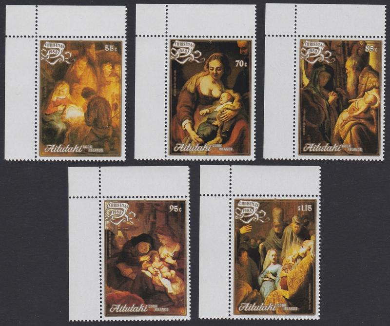 Aitutaki Paintings Rembrandt Christmas 5v Corners with margins SG#590-594