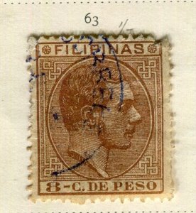 PHILIPPINES; 1880s early classic Alfonso issue used 8c. value