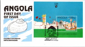 Worldwide First Day Cover, Ships, Angola, Seashells