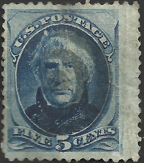 # 185 Blue Used Unknown Ink At Right FAULT Zachary Taylor