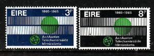 Ireland-Sc#198-9-unused hinged set-ITU Emblem-Communications-1965-