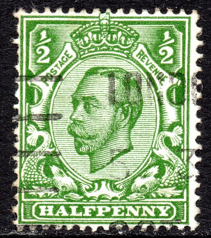 1912 Sg 338 N4/3 ½d Deep Green (Die B) Imperial Crown London Machine Cancel