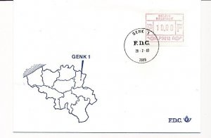 D89950 Genk 1 FDC Frama Postage Label Belgium