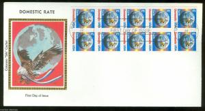 UNITED STATES 1988 'E' DOMESTIC RATE BOOKLET PANE  COLORANO FIRST DAY COVER 