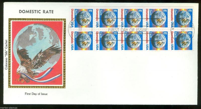 UNITED STATES 1988 'E' DOMESTIC RATE BOOKLET PANE  COLORANO FIRST DAY COVER 