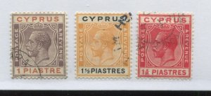 Cyprus KGV 1924-25 various values 1 and 1  1/2 piastres used