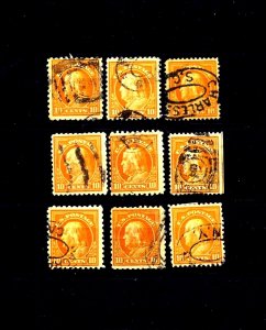 JASTAMPS: U.S. Stamp Scott #416?? 10c Franklin ~ Lot of 9 Used