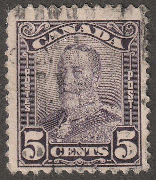 Canada, Scott#153,  used, hinged,  no gum,  perfin.#QC-153