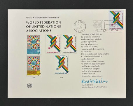 United Nations. 1976 Souvenir Card. SC9. Mint NH. w/First Day Cancels.  17259