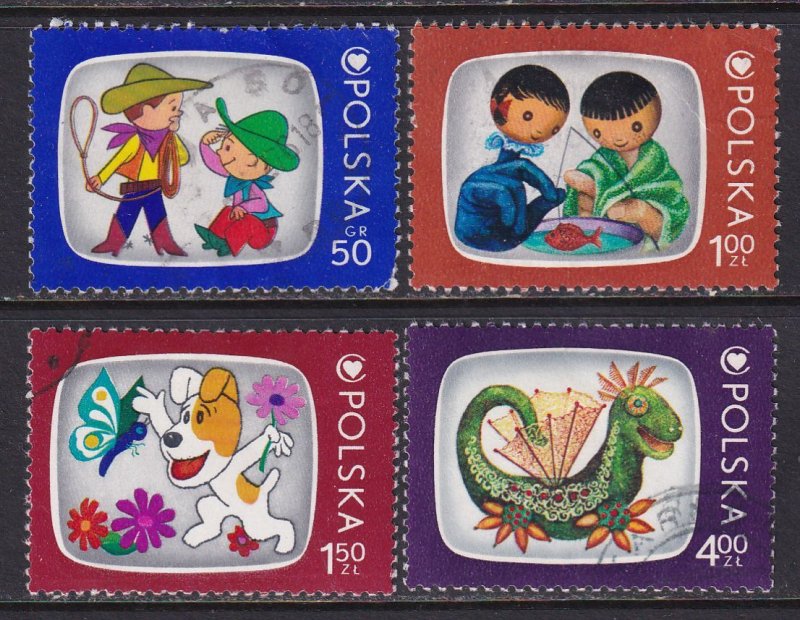 Poland 1975 Sc 2111-4 Cartoon Characters Child Health Center Emblem Stamp CTO