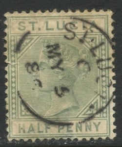 ST. LUCIA Sc#27a 1883 ½p Green Die A Used with Tiny Tear (cd)