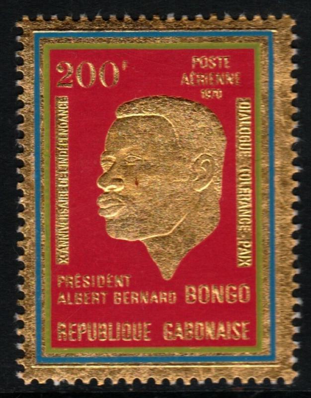 ✔️ GABON 1970 - BONGO - GOLD FOIL - MI. 372 ** MNH OG  [01.19]