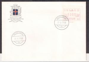 ICELAND 1988 FRAMA stamp 1600aur FDC on Euro cover cnl Reykjavik