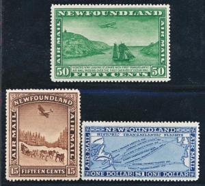 NEWFOUNDLAND C9-11 MINT HINGED, AIR MAIL