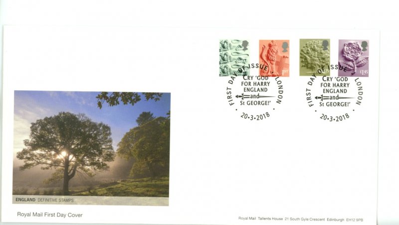 Great Britain 2018 4x FDC New Regional Definitive Stamps