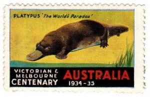 (I.B) Australia Cinderella : Victoria & Melbourne Centenary (Platypus) 