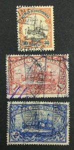 MOMEN: GERMAN COLONIES SOUTH WEST AFRICA SC #30-32 1906-19 USED LOT #62350 