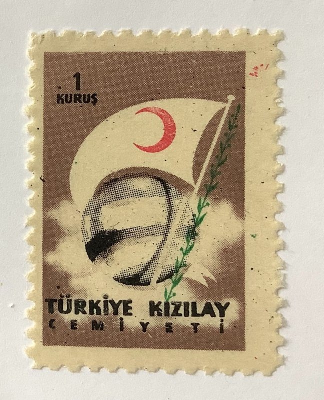 Turkey 1957 Scott RA208 MNH - 1k,  Red Crescent Society, Flag & Globe