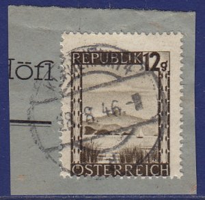 Austria - 1945 - Scott #461 - used on piece - off-centered - KLAGENFURT pmk